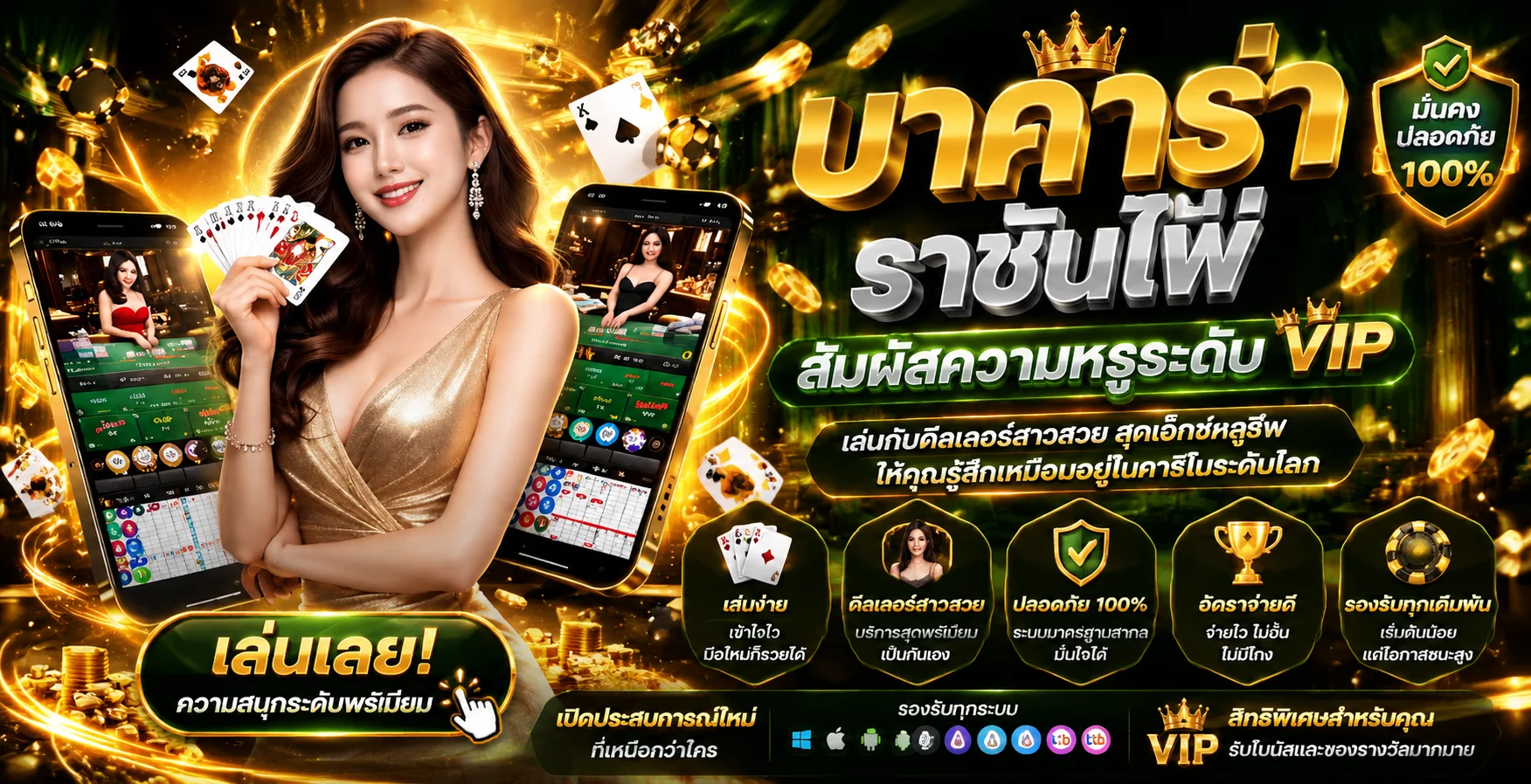 โต๊ะบาคาร่าสดในหมวดคาสิโนออนไลน์